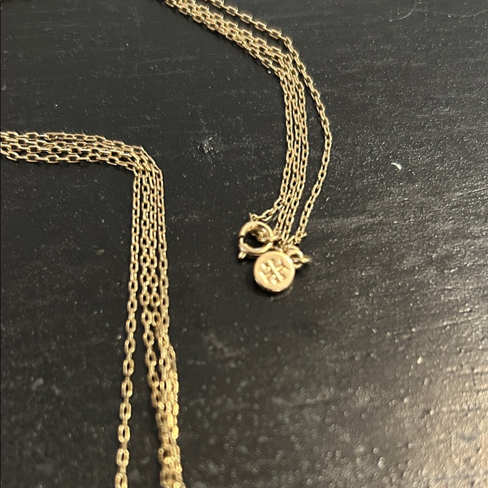Tory Burch- Double strand Gold and Pearl Pendant Necklace, 18” - Picture 3 of 3